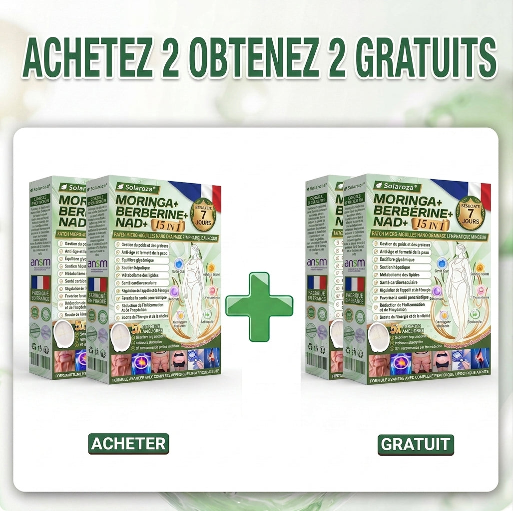 Certifié CE & Certifié BPF | 👑Patch avancé à nano-micro-aiguilles 15-EN-1 Solaroza® au Moringa & Berbérine | Prouvé scientifiquement | Formule 10-en-1 | Résultats en 5 jours 🌿